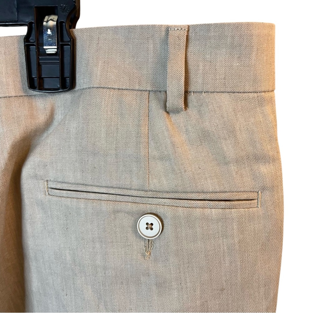 Calvin Klein Dress Pants Men 42x30 Beige Flat Front Linen Blend Summer Beach - Picture 6 of 8